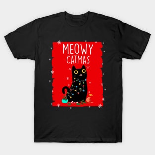 Meowy Catmas Merry Christmas Cat Lover T-Shirt